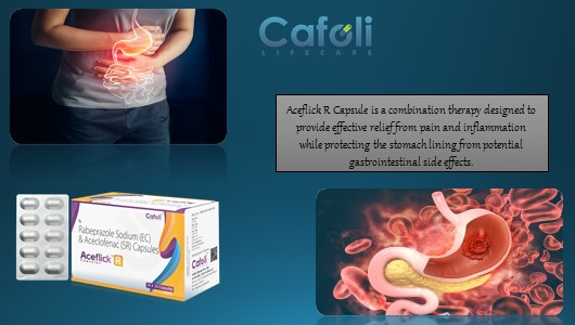 Aceflick R Capsule with Aceclofenac 200mg + Rabeprazole 20mg at Best Price in Analgesic Pharma Franchise for Pain Relief and Gastroprotection